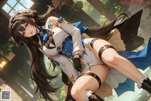 Anime girl with big tits posing in lingerie.