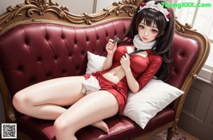 a sexy asian woman in lingerie sitting on a desk