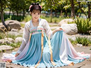 A woman in a white robe is posing on a bed.